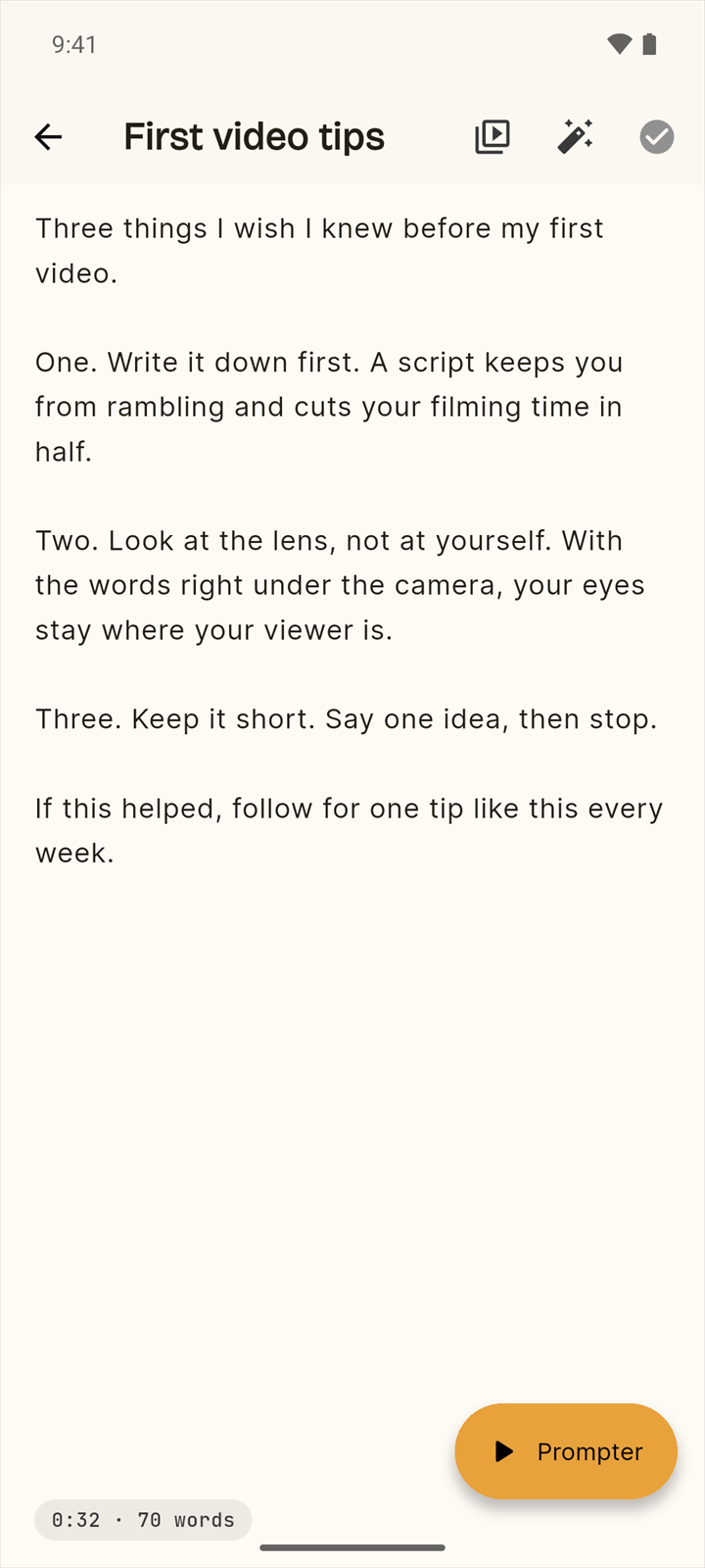 The script editor, in light mode