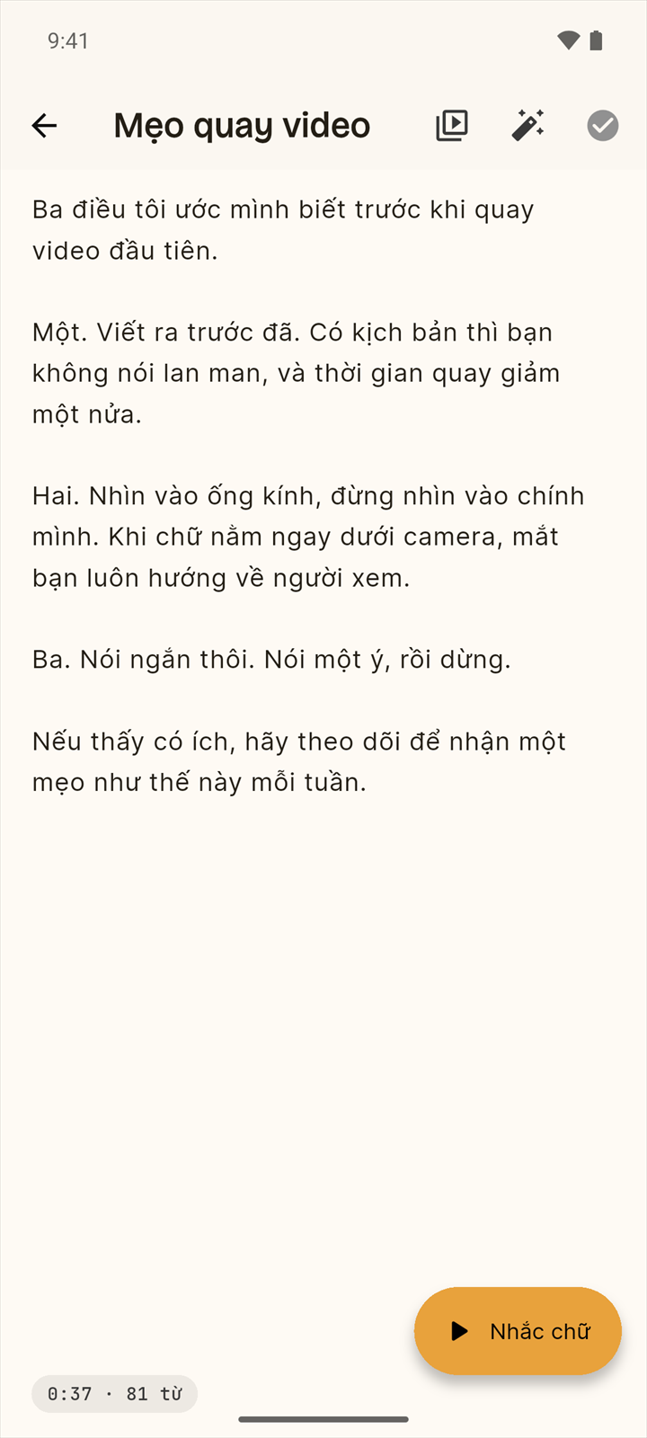 Màn hình soạn kịch bản, giao diện sáng